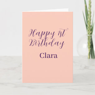 Happy 1st birthday orange purple boho retro name  card