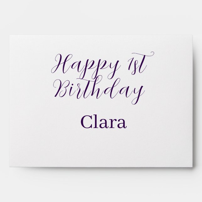 Happy 1st birthday orange purple boho retro name  envelope (Front)