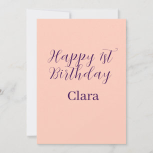 Happy 1st birthday orange purple boho retro name invitation