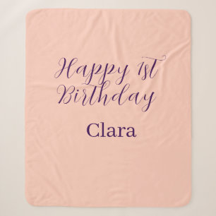 Happy 1st birthday orange purple boho retro name  sherpa blanket