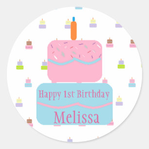 Happy 1st Birthday Personalized Stickers