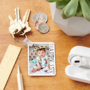 Happy 1st Birthday Photo college Card Keychain