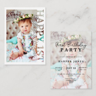 Happy 1st Birthday Photo party invitation