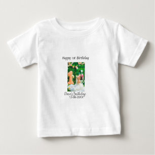 Happy 1st birthday photo simple elegant cutemodern baby T-Shirt