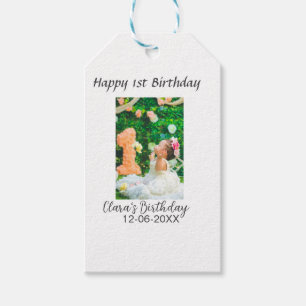 Happy 1st birthday photo simple elegant cutemodern gift tags