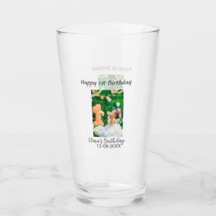 Happy 1st birthday photo simple elegant cutemodern glass