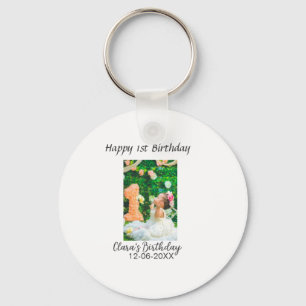 Happy 1st birthday photo simple elegant cutemodern keychain
