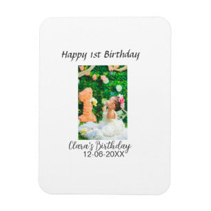 Happy 1st birthday photo simple elegant cutemodern magnet
