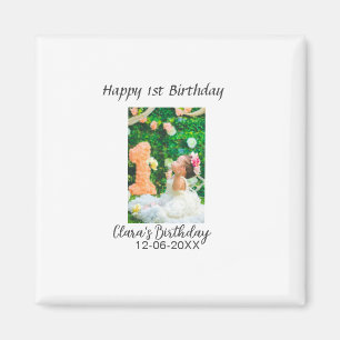 Happy 1st birthday photo simple elegant cutemodern magnet