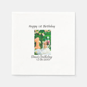 Happy 1st birthday photo simple elegant cutemodern napkin
