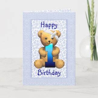 Happy 1st Birthday Teddy Bear Card