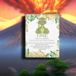 Happy 1st Birthday to Your Little Dinosaur Invitation