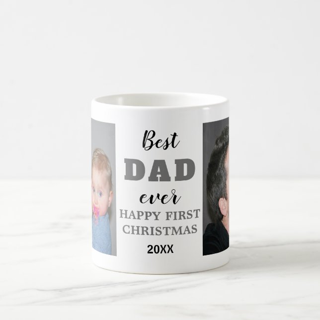 Happy 1st Christmas 2020 Best Dad Ever 2 Photo Coffee Mug (Center)