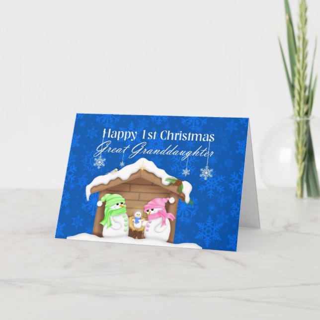 Happy 1st Christmas Great Granddaughter Holiday Card (Front)