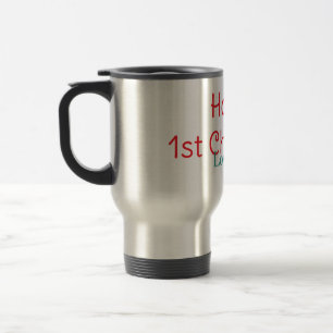 happy 1st christmas red green love name simple hol travel mug
