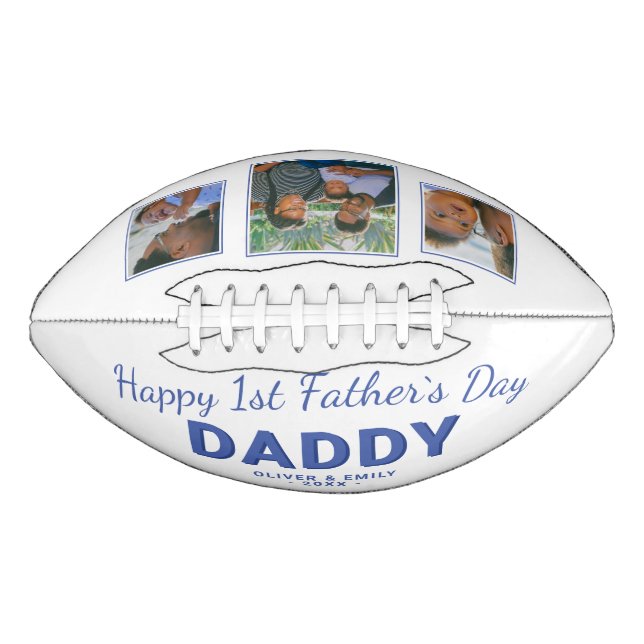 Happy 1st Father`s Day Dad Keepsake 3 Photo  Football (Front)