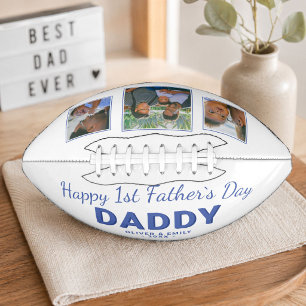 Happy 1st Father`s Day Dad Keepsake 3 Photo Football
