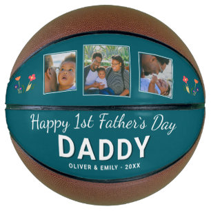 Happy 1st Father`s Day Daddy Keepsake 3 Photo Basketball