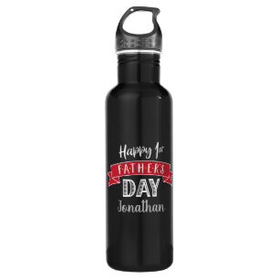 Happy 1st Father’s Day Red Banner Black Name Cool 710 Ml Water Bottle