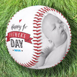 Happy 1st Father’s Day, Red Banner Bold Typography Baseball<br><div class="desc">“Happy First Father’s Day.” Celebrate all of Dad’s joy of becoming a new parent. Cool, modern black, blue, and white typography on a red banner and sweet red hearts overlay a white background. Add two photos of your choice and customize the copy for the perfect, personalized keepsake baseball that he’ll...</div>