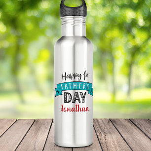 Happy 1st Father’s Day Turquoise Banner Name Cool 710 Ml Water Bottle