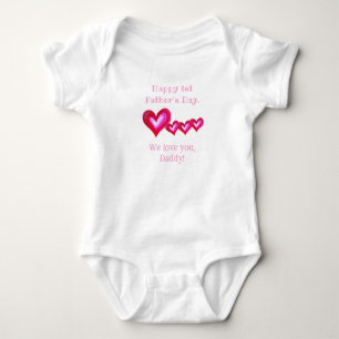 Happy 1st Father's Day, Custom Daddy Of Triplets Baby Bodysuit