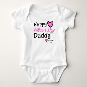 Happy 1st Father's Day Daddy Custom Name Year Baby Bodysuit