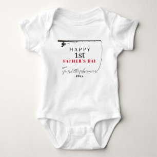 Happy 1st Father's Day Funny Fishing Baby Bodysuit