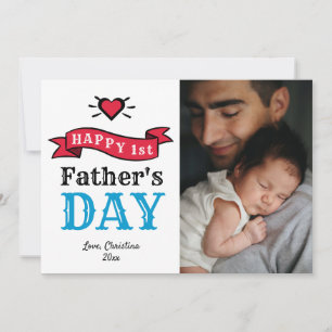 Happy 1st Fathers Day Modern Typography Photo Card
