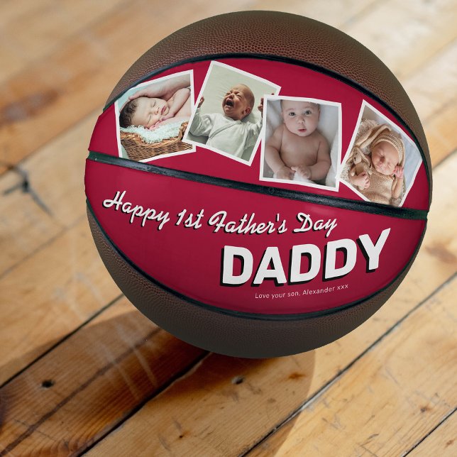 Happy 1st Father's Day Photo Collage Basketball (Creator Uploaded)