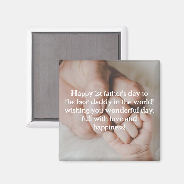  Happy 1st father's day photo white typography Magnet (Front/Back)