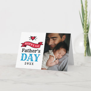 Happy 1st Fathers Day Typography Photo Card