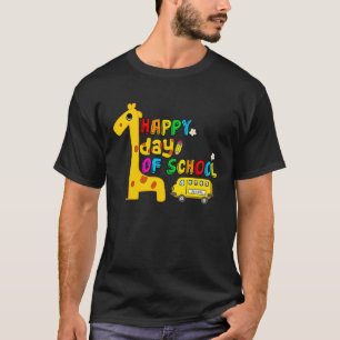 Happy 1st First Day Of School Giraffe Animal Teach T-Shirt