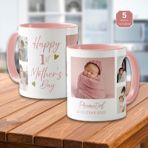 Happy 1st Mothers Day As Gigi 5 Photo Pink Mug