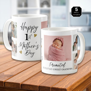 Happy 1st Mothers Day As Great Grandma 5 Photo   Coffee Mug