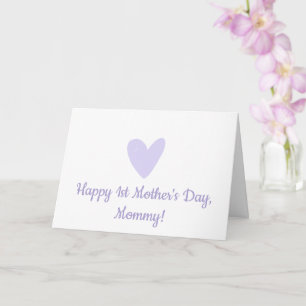 Happy 1st Mother's Day   Cute Little Lilac Heart Card