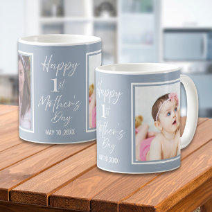 Happy 1st Mother's Day Dusty Blue 2 Photo   Coffee Mug