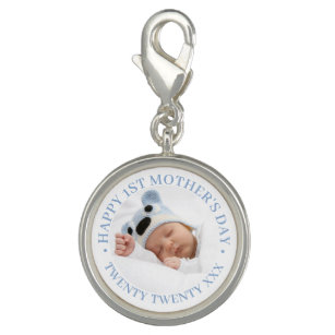 Happy 1st Mothers Day Editable Year Baby Boy Photo Charm