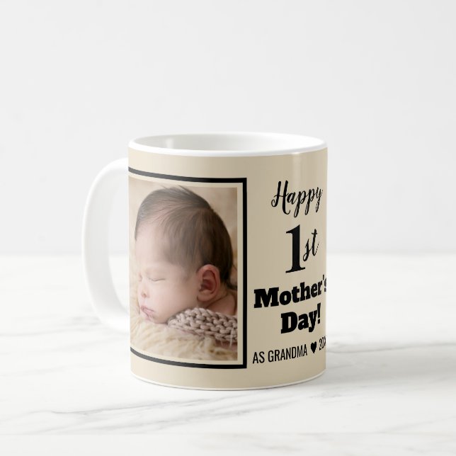 Happy 1st Mother's Day Grandma 2 Photo Collage Cof Coffee Mug (Front Left)
