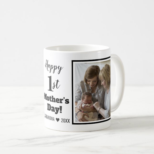 Happy 1st Mother's Day Grandma 2 Photo Collage Coffee Mug (Front Right)