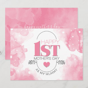 Happy 1st Mother's Day Pink Watercolor Holiday Card