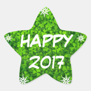 Happy 2017, Happy New Year Shamrock Star Sticker