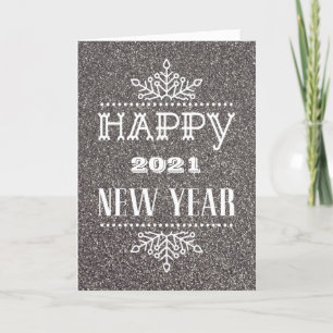 HAPPY 2021 NEW YEAR   Modern Typography Holiday Card