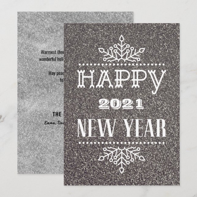 HAPPY 2021 NEW YEAR | Modern Typography Holiday Card (Front/Back)