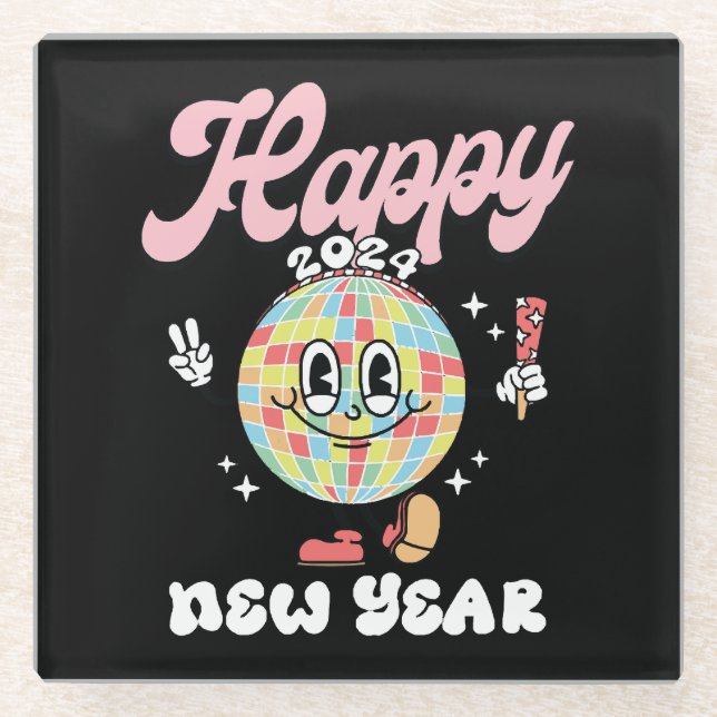 Happy 2024 glass coaster (Front)