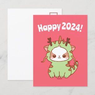 Happy 2024 New Years Postcard Year of Dragon 