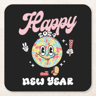 Happy 2024 square paper coaster