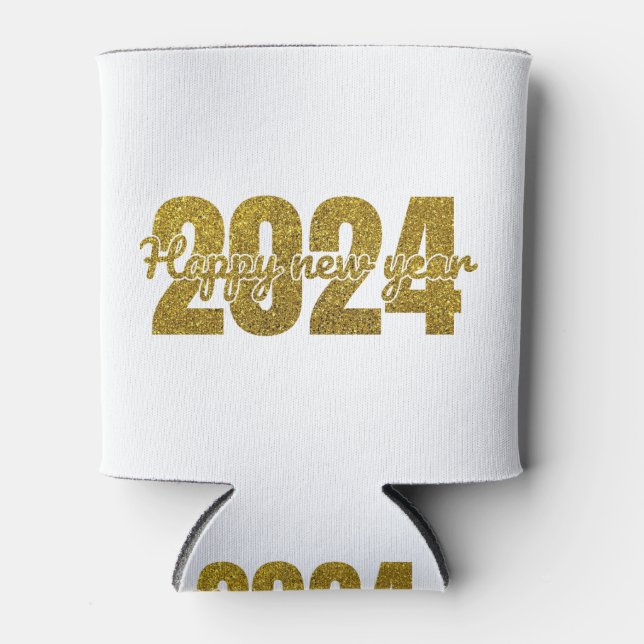 Happy 2024 T-Shirt Can Cooler (Front)