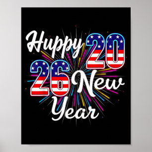 Happy 2026 New Year Patriotic Fireworks Design Par Poster