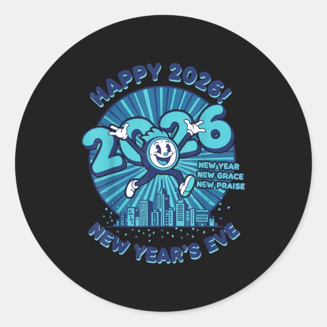 Happy 2026 New Year's Eve Celebration Design  Classic Round Sticker (Front)